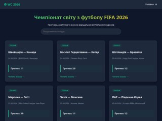 Прогнози та Анонси на Чемпіонат світу з футболу FIFA 2026
https://chempionatsvitu26.github.io