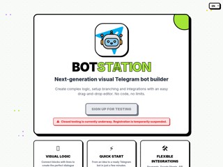BotStation - Визуальный конструктор Telegram
https://botstation.space/